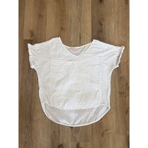 Sofia Italy Boho Minimalist Linen Blend High-Low Boxy Blouse Women OS White